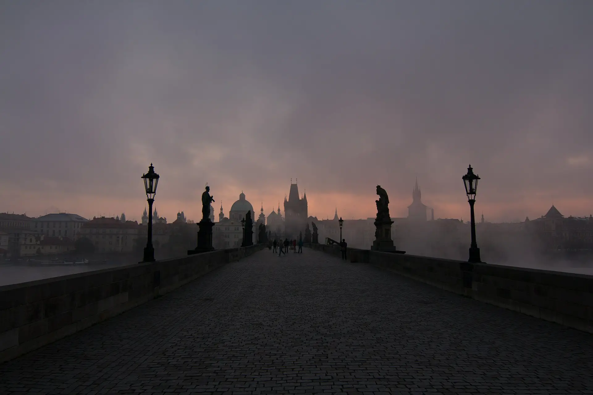 Charles Bridge in Prague Czech Republic at dawn